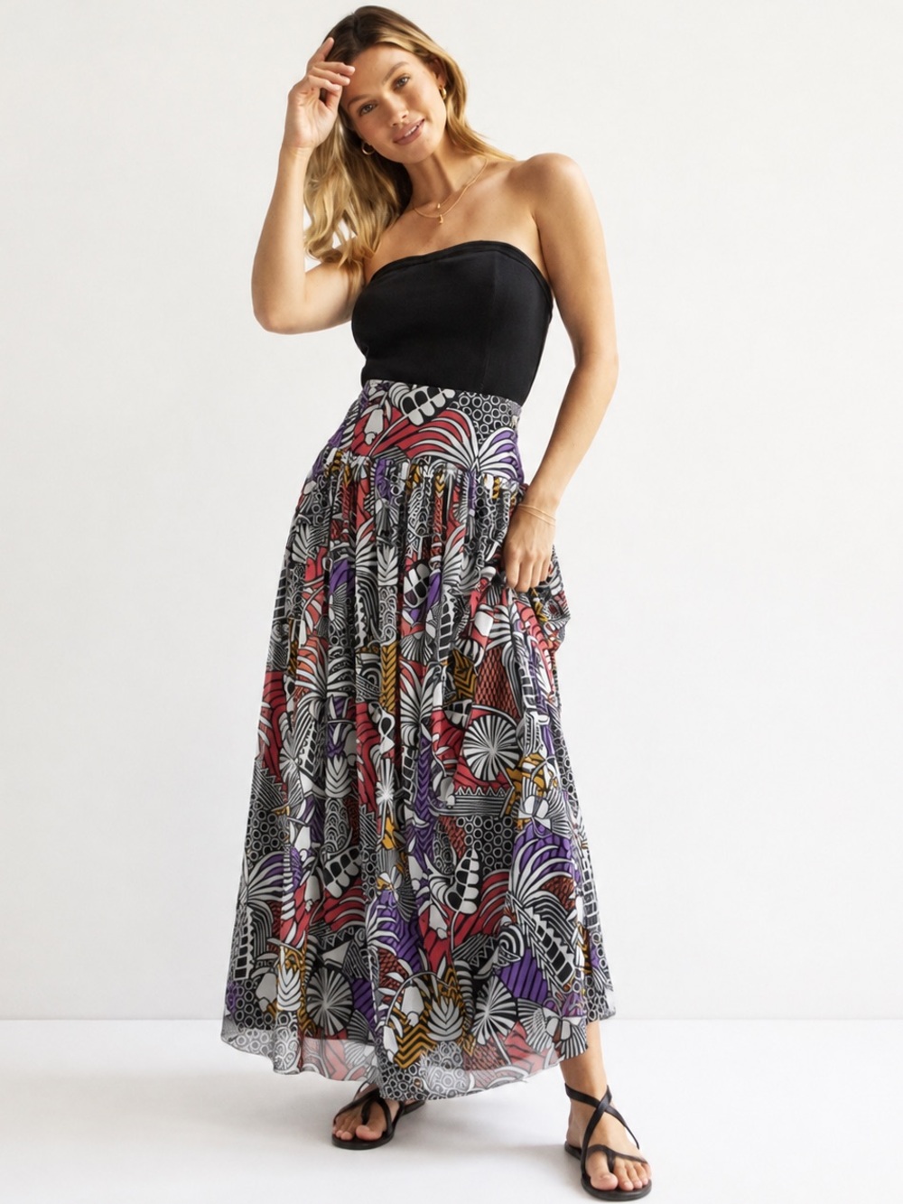 FARM Rio x Anthropologie Abstract Maxi Skirt Size XXSP